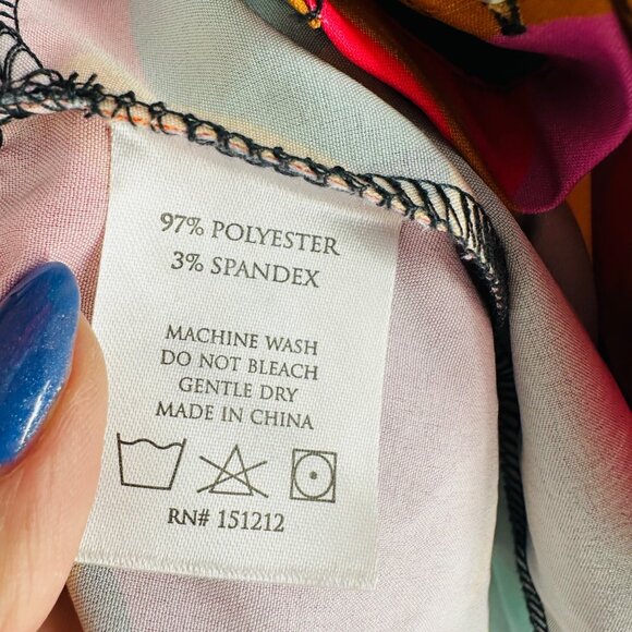 Michelle McDowell Ruffle Button-Up Waylon Dress Multicolor Abstract Print Size L - Picture 7 of 8